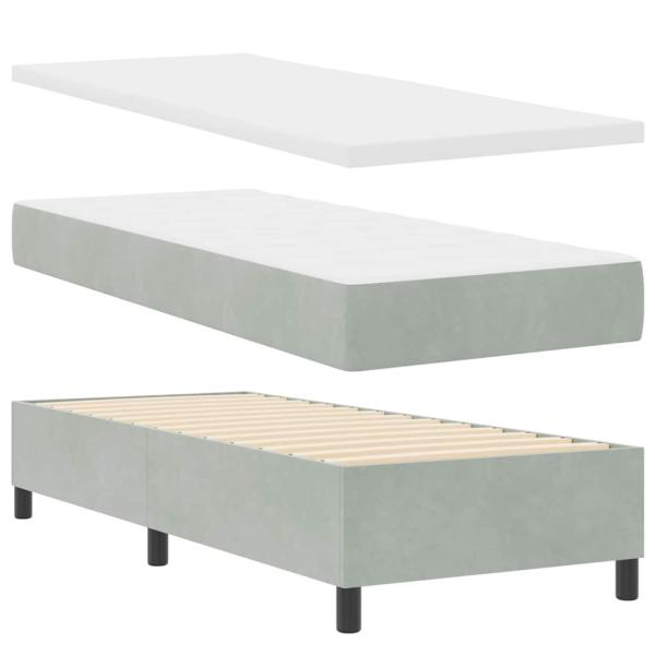 LED Boxspringbett mit Matratze Hellgrau 80x200 cm Samt