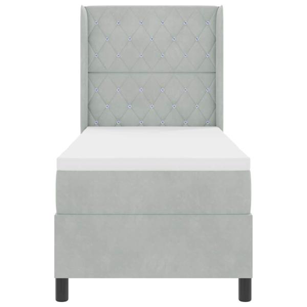 LED Boxspringbett mit Matratze Hellgrau 80x200 cm Samt