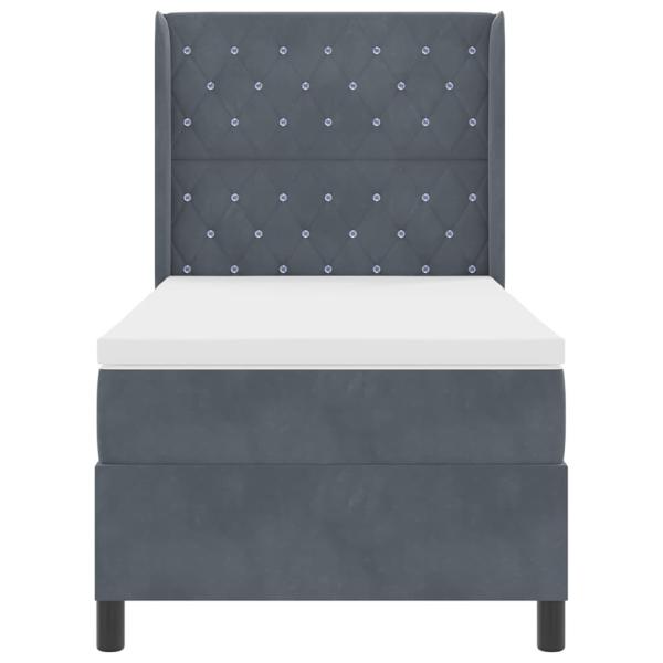 LED Boxspringbett mit Matratze Dunkelgrau 90x200 cm Samt