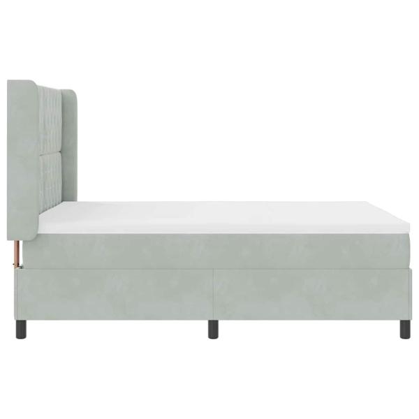 LED Boxspringbett mit Matratze Hellgrau 140x190 cm Samt