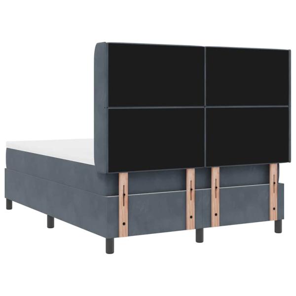 LED Boxspringbett mit Matratze Dunkelgrau 160x200 cm Samt
