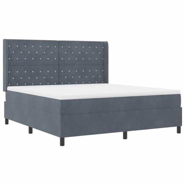 LED Boxspringbett mit Matratze Dunkelgrau 180x200 cm Samt