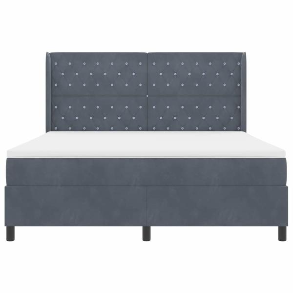 LED Boxspringbett mit Matratze Dunkelgrau 180x200 cm Samt