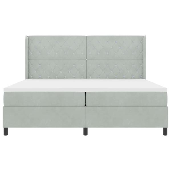 LED Boxspringbett mit Matratze Hellgrau 200x200 cm Samt