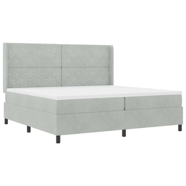 LED Boxspringbett mit Matratze Hellgrau 200x200 cm Samt