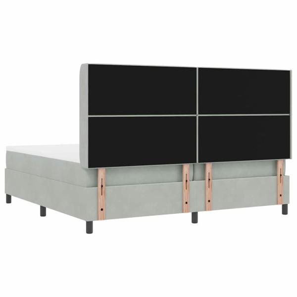 LED Boxspringbett mit Matratze Hellgrau 200x200 cm Samt