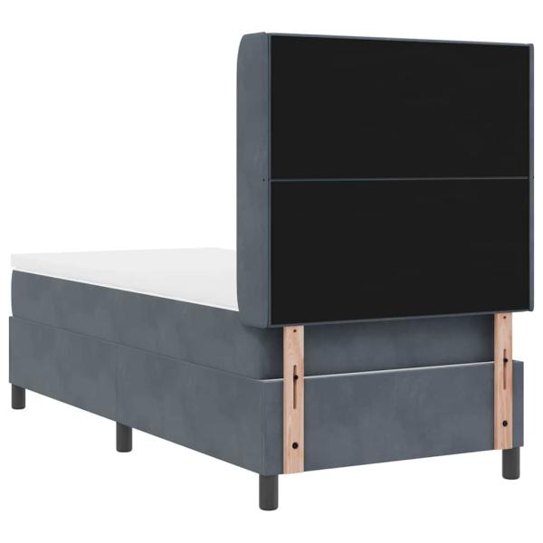 ARDEBO.de - LED Boxspringbett mit Matratze Dunkelgrau 80x200 cm Samt