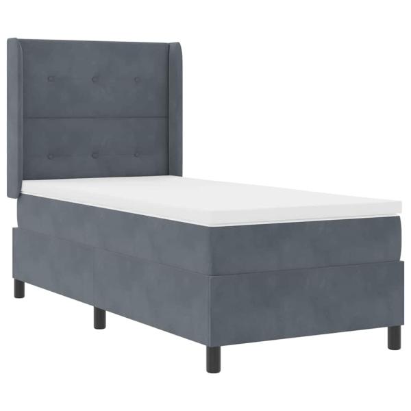 LED Boxspringbett mit Matratze Dunkelgrau 80x200 cm Samt