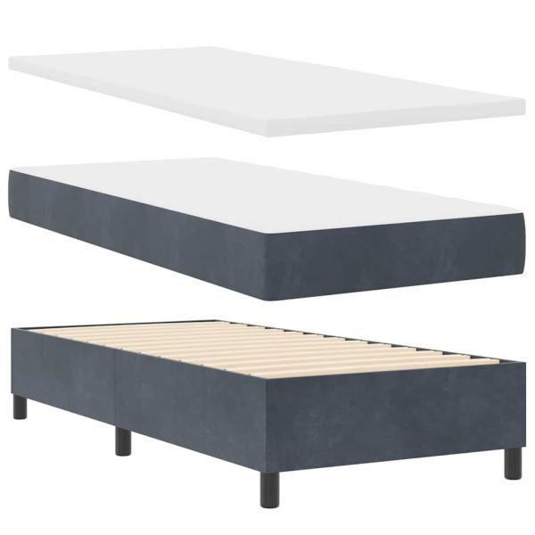 LED Boxspringbett mit Matratze Dunkelgrau 80x200 cm Samt