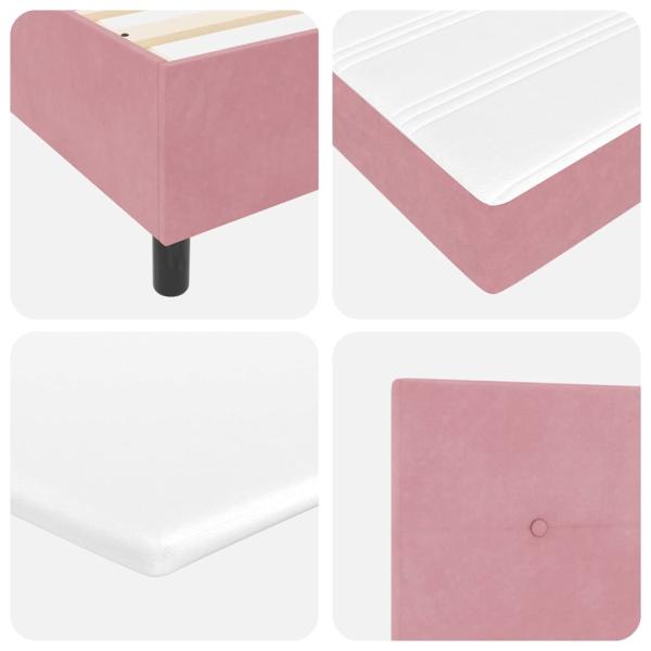 ARDEBO.de - LED Boxspringbett mit Matratze Rosa 90x200 cm Samt