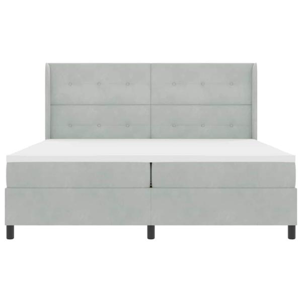 LED Boxspringbett mit Matratze Hellgrau 200x200 cm Samt