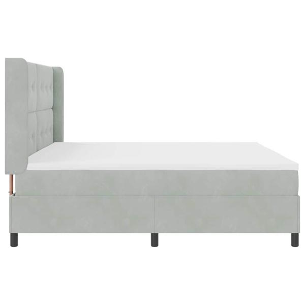 LED Boxspringbett mit Matratze Hellgrau 200x200 cm Samt