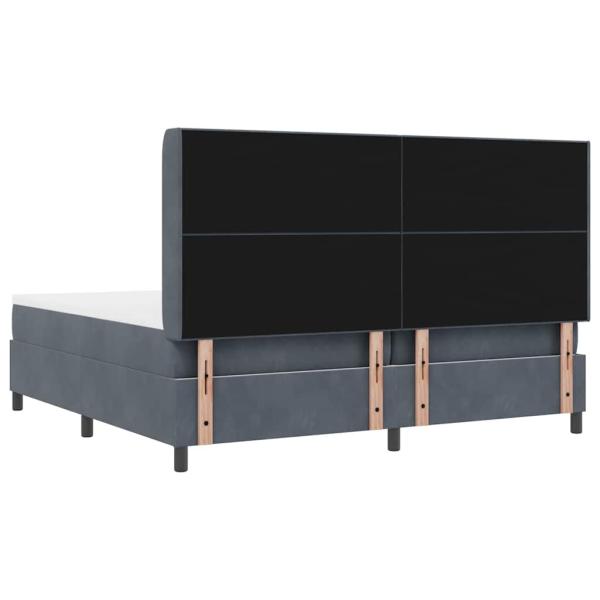 LED Boxspringbett mit Matratze Dunkelgrau 200x200 cm Samt