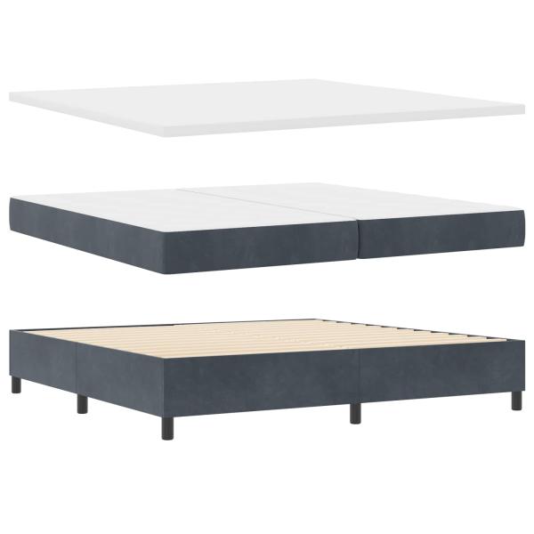 LED Boxspringbett mit Matratze Dunkelgrau 200x200 cm Samt