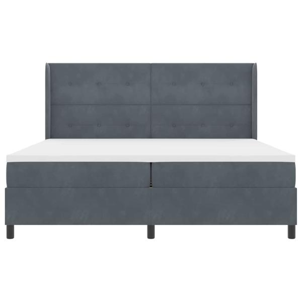 LED Boxspringbett mit Matratze Dunkelgrau 200x200 cm Samt
