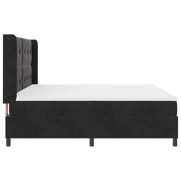 LED Boxspringbett mit Matratze Schwarz 200x200 cm Samt
