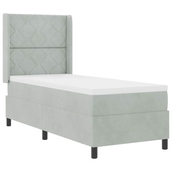 LED Boxspringbett mit Matratze Hellgrau 80x200 cm Samt