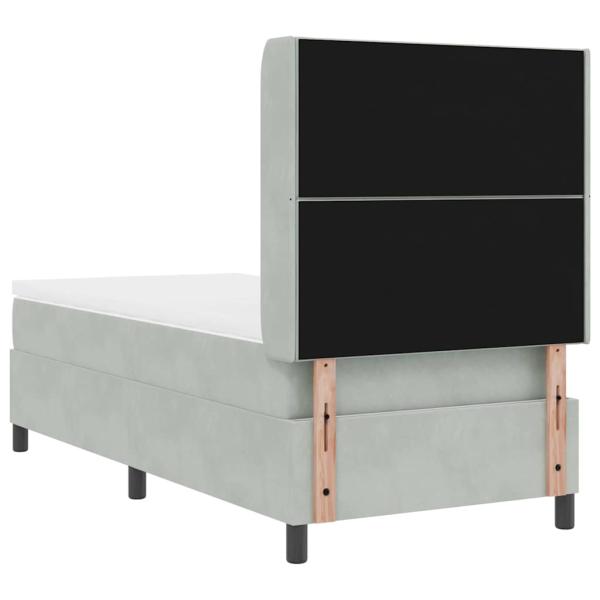 LED Boxspringbett mit Matratze Hellgrau 90x200 cm Samt