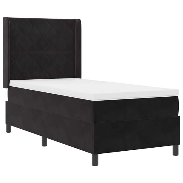 LED Boxspringbett mit Matratze Schwarz 100x200 cm Samt