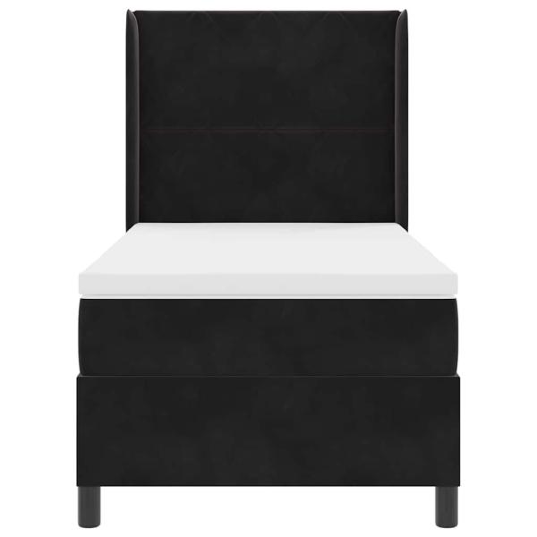 LED Boxspringbett mit Matratze Schwarz 100x200 cm Samt