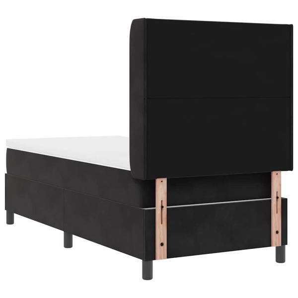LED Boxspringbett mit Matratze Schwarz 100x200 cm Samt
