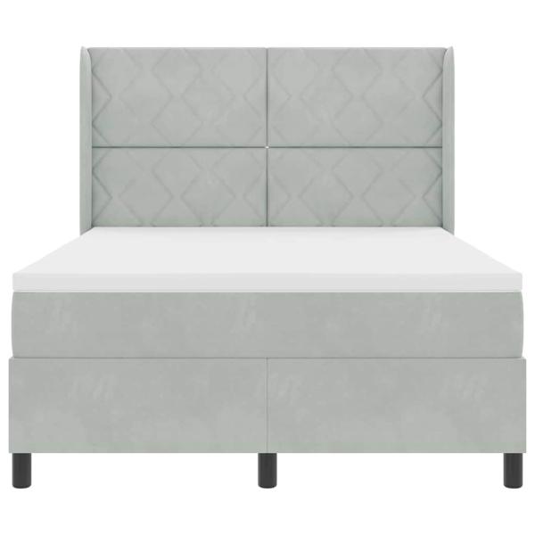 LED Boxspringbett mit Matratze Hellgrau 140x190 cm Samt