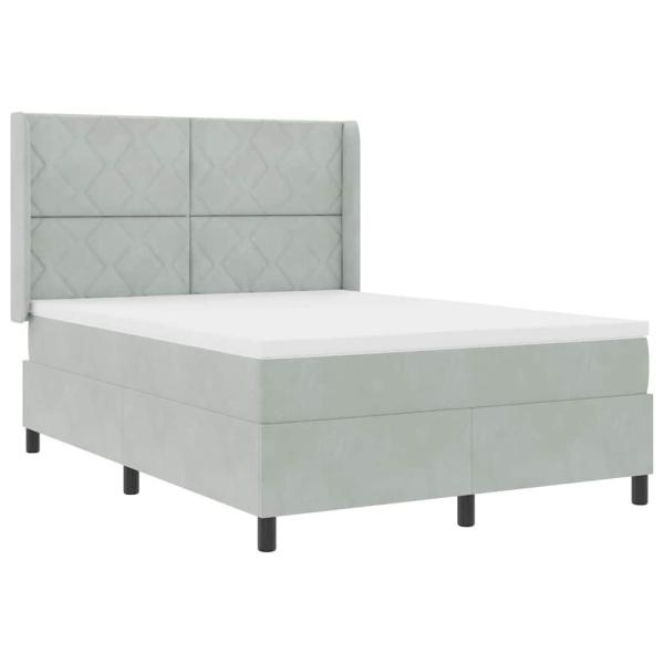 LED Boxspringbett mit Matratze Hellgrau 140x200 cm Samt