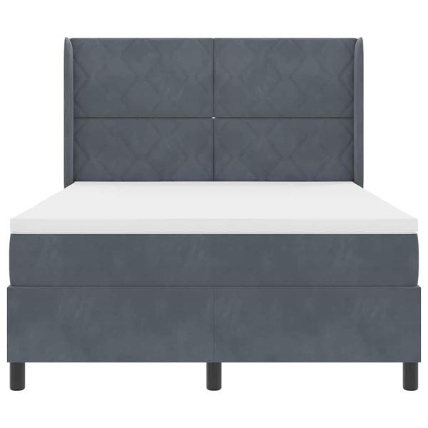 LED Boxspringbett mit Matratze Dunkelgrau 140x200 cm Samt