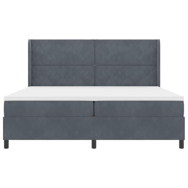 LED Boxspringbett mit Matratze Dunkelgrau 200x200 cm Samt