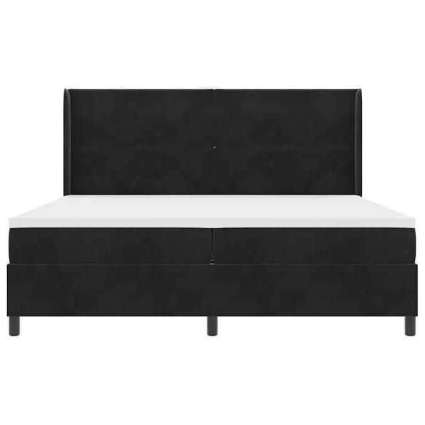 LED Boxspringbett mit Matratze Schwarz 200x200 cm Samt