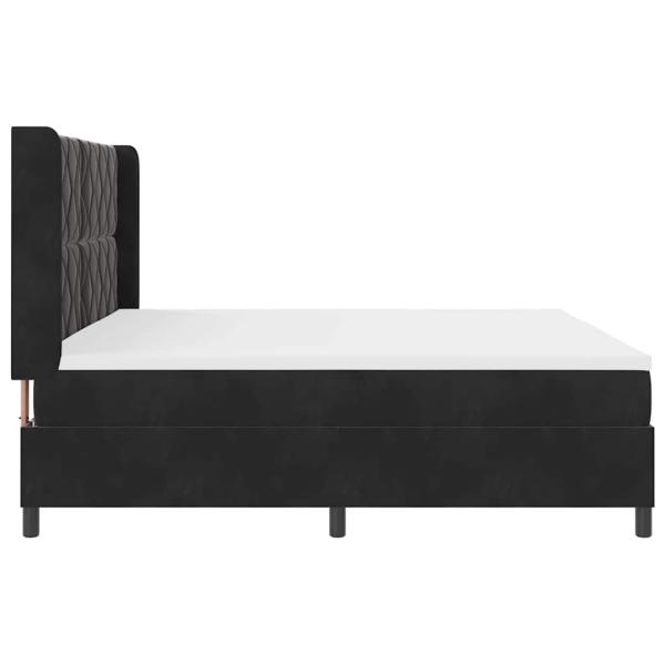 LED Boxspringbett mit Matratze Schwarz 200x200 cm Samt