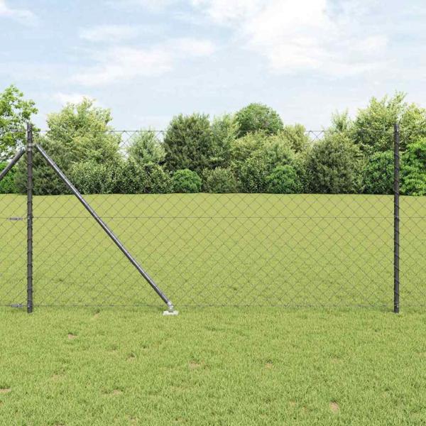 ARDEBO.de - Kettengliedzaun mit 7 Spike-Posts 1x10 m verzinkter Stahl