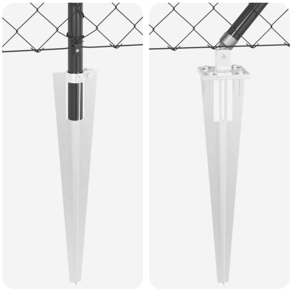 Kettengliedzaun mit 7 Spike-Posts 1x10 m verzinkter Stahl