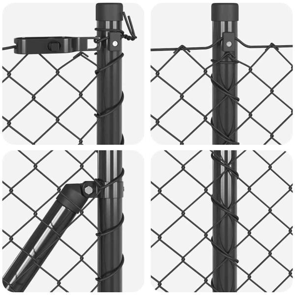 Kettengliedzaun mit 13 Spike-Posten 0,8x25 m verzinkter Stahl