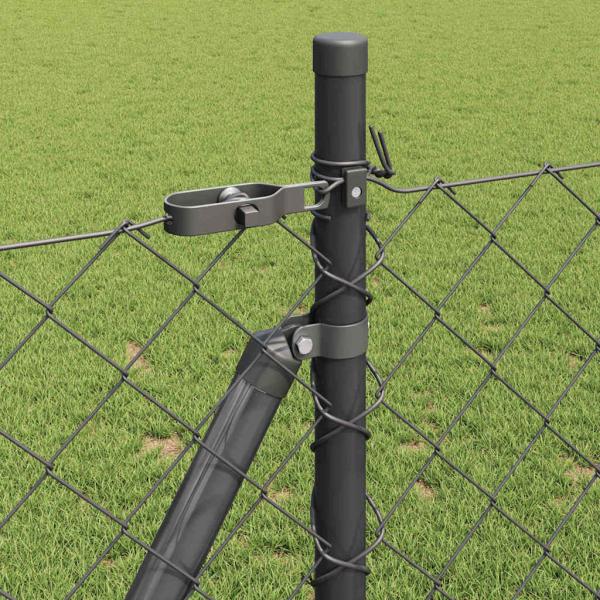 Drahtzaun mit 7 Flanschpfosten 1x10 m verzinkter Stahl