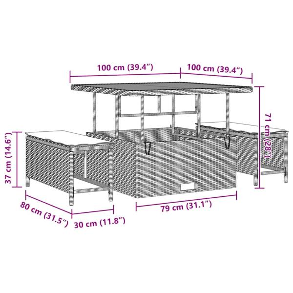 12-teiliges Gartensofa-Set mit Kissen Beige Poly Rattan Akazie