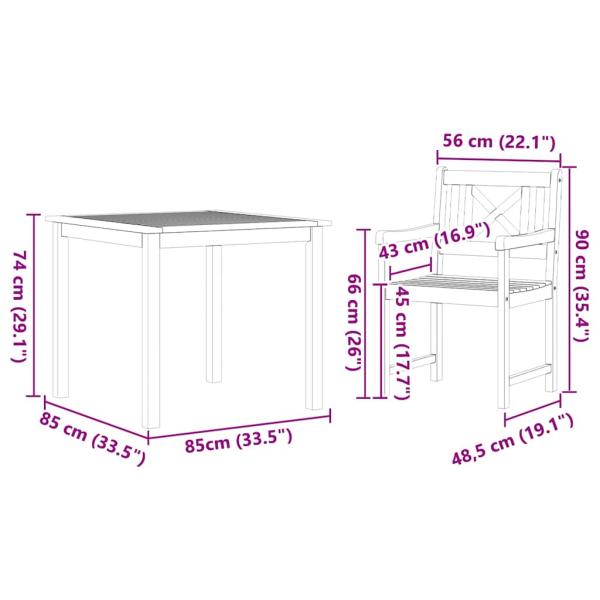5-tlg. Garten-Essgruppe Massivholz Akazie