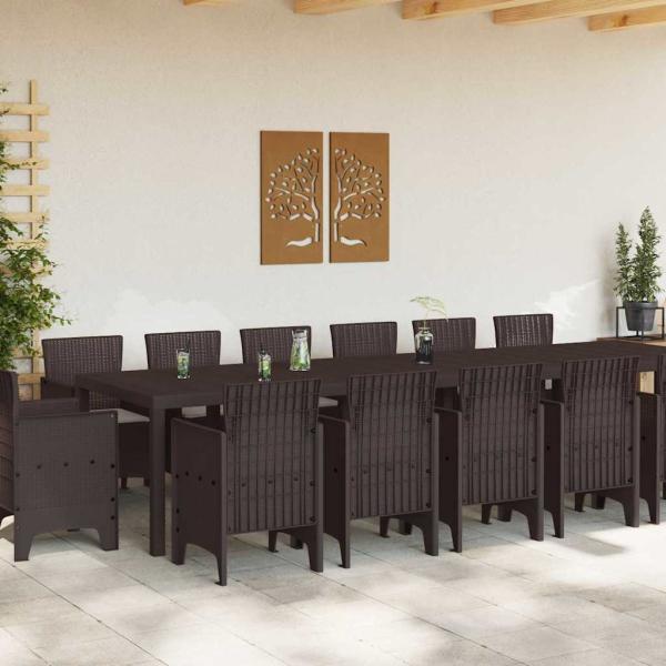 15-teilige Garten Essgruppe mit Kissen Braun Poly-Rattan