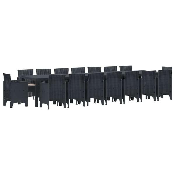 17-teilige Garten-Essgruppe mit Kissen Anthrazit Poly-Rattan