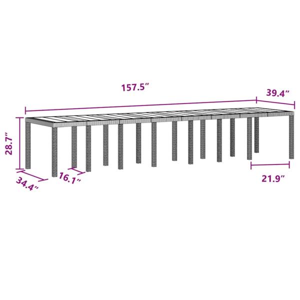 17-teilige Garten-Essgruppe mit Kissen Anthrazit Poly-Rattan