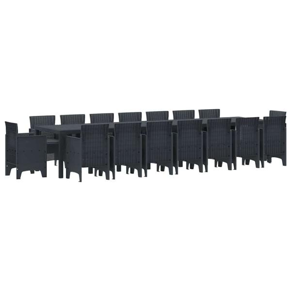 17-teiliges Garten Essset mit Kissen Anthrazit Poly-Rattan