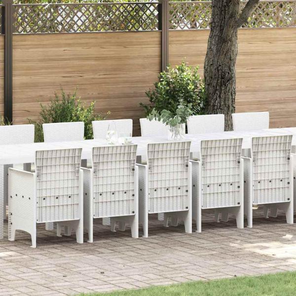 ARDEBO.de - 17-teiliges Garten-Ess-Set mit Kissen Weiß Poly-Rattan