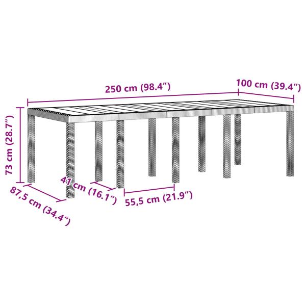 9-tlg. Garten-Essgruppe mit Kissen Anthrazit Poly Rattan