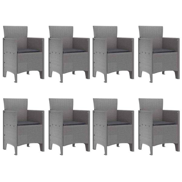 9-tlg. Garten-Essgruppe mit Kissen Weiß Poly Rattan