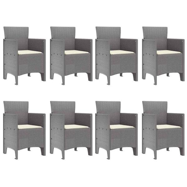 9-tlg. Garten-Essgruppe mit Kissen Weiß Poly Rattan