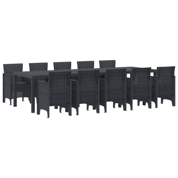 ARDEBO.de - 11-teiliges Garten Essgruppe mit Kissen Anthrazit Poly-Rattan