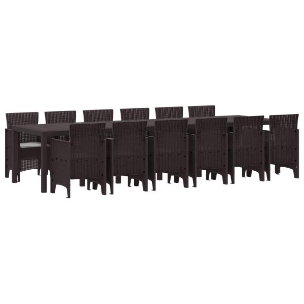 ARDEBO.de - 13-teiliges Garten Essset mit Kissen Braun Poly-Rattan