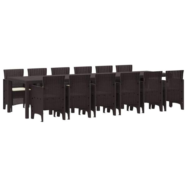 Garten Essset Set von 5 Braun und cremeweiß Rattan Groß