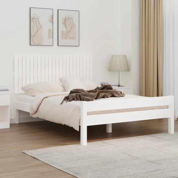 ARDEBO.de - Wand-Kopfteil Weiß 140x3x60 cm Massivholz Kiefer