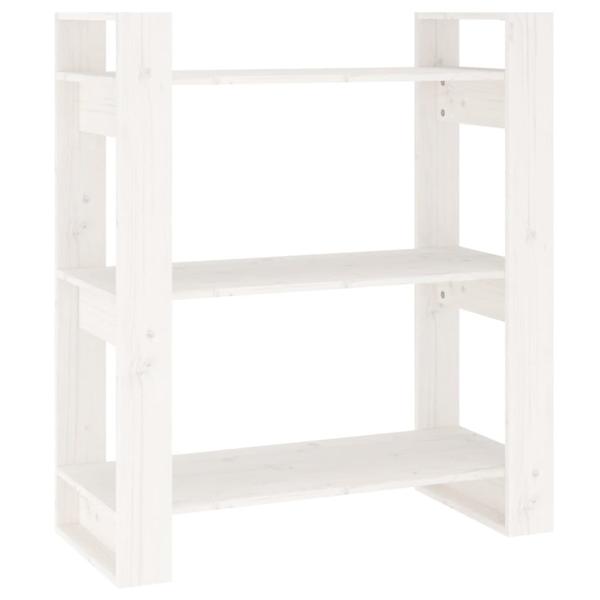 Bücherregal/Raumteiler Weiß 80x35x91 cm Massivholz Kiefer
